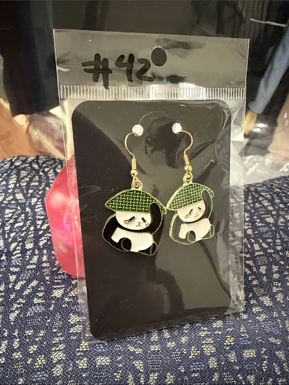 Green Panda Enamel Drop Earrings - Cute Small Pets Accessory